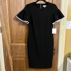 Ruffle Sleeve Calvin Klein Sheath Dress